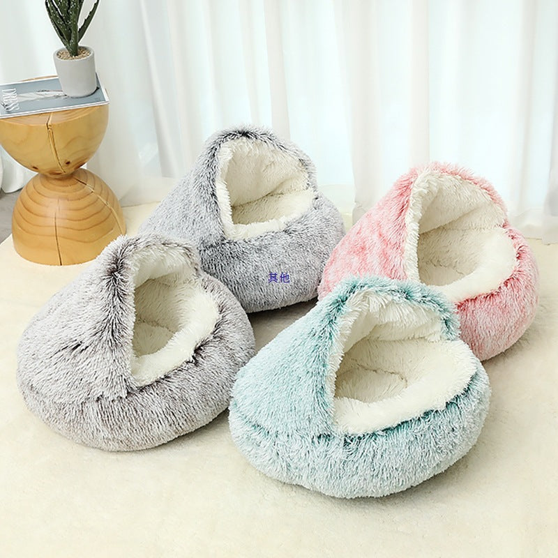 Cama Semicerrada Térmica para Mascotas - Interior de Felpa Cálido