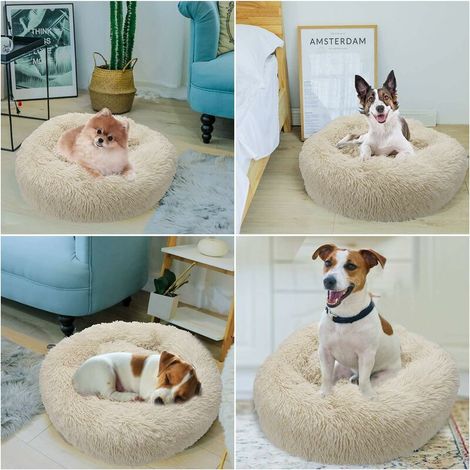 Cama de Felpa Tipo Donut para Mascotas Pata-Pata